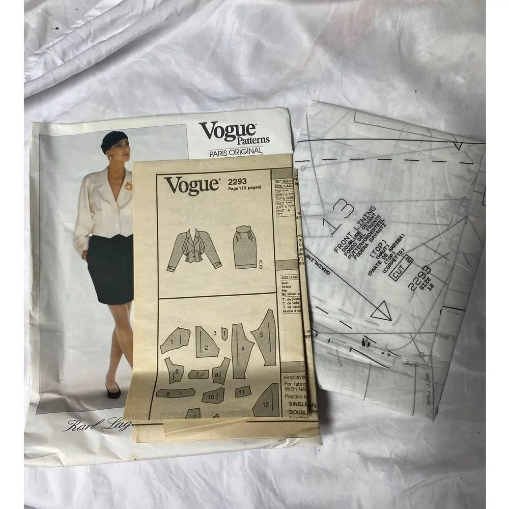 2293 Vintage Vogue Karl Lagerfeld Skirt and Top Sewing Pattern